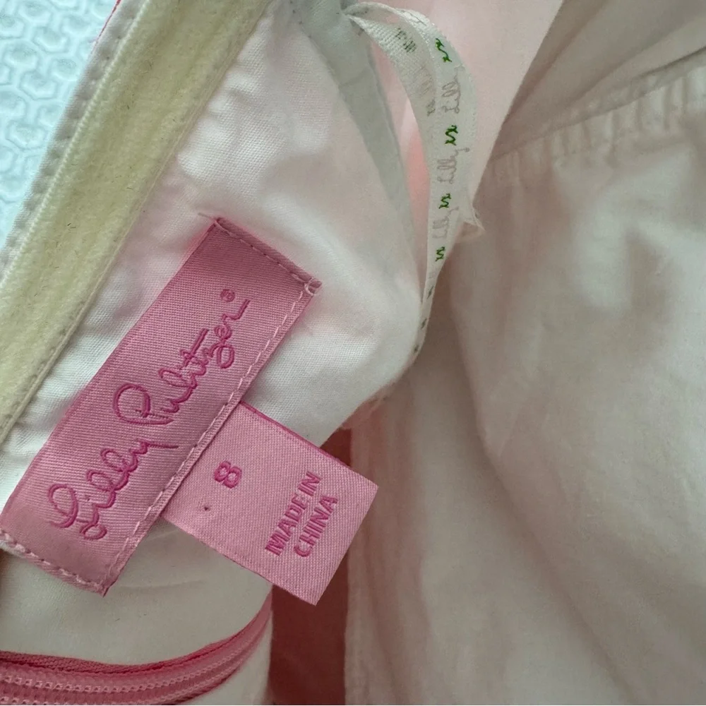 Lilly Pulitzer Ferra Strapless Dress Call Me Kitty Pink Label Cotton Size 8 - Picture 16 of 16